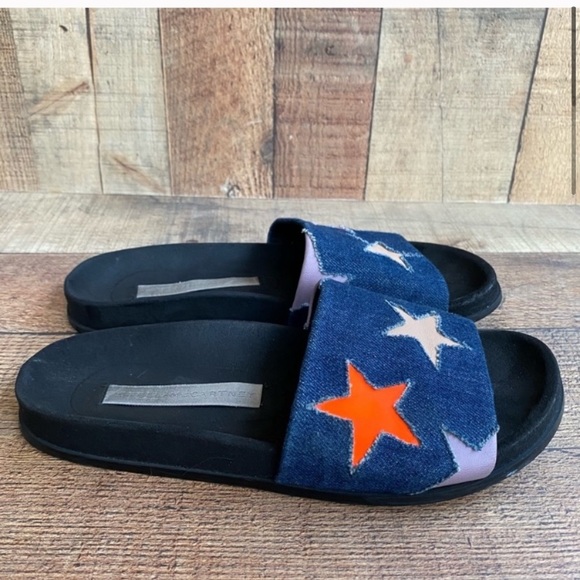 Stella McCartney Star Denim Loafer Slides Size 7 Authentic - Picture 2 of 10